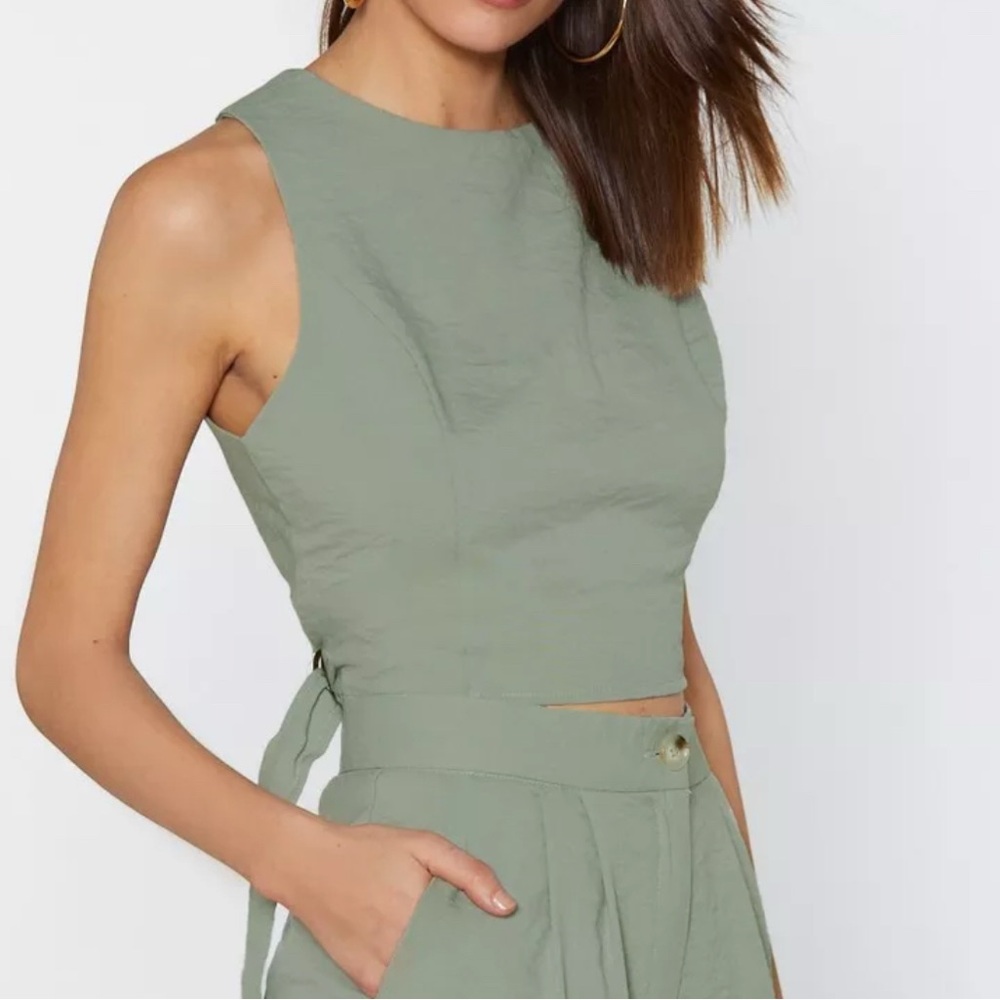 Nasty Gal Sage Green Top SIZE 8